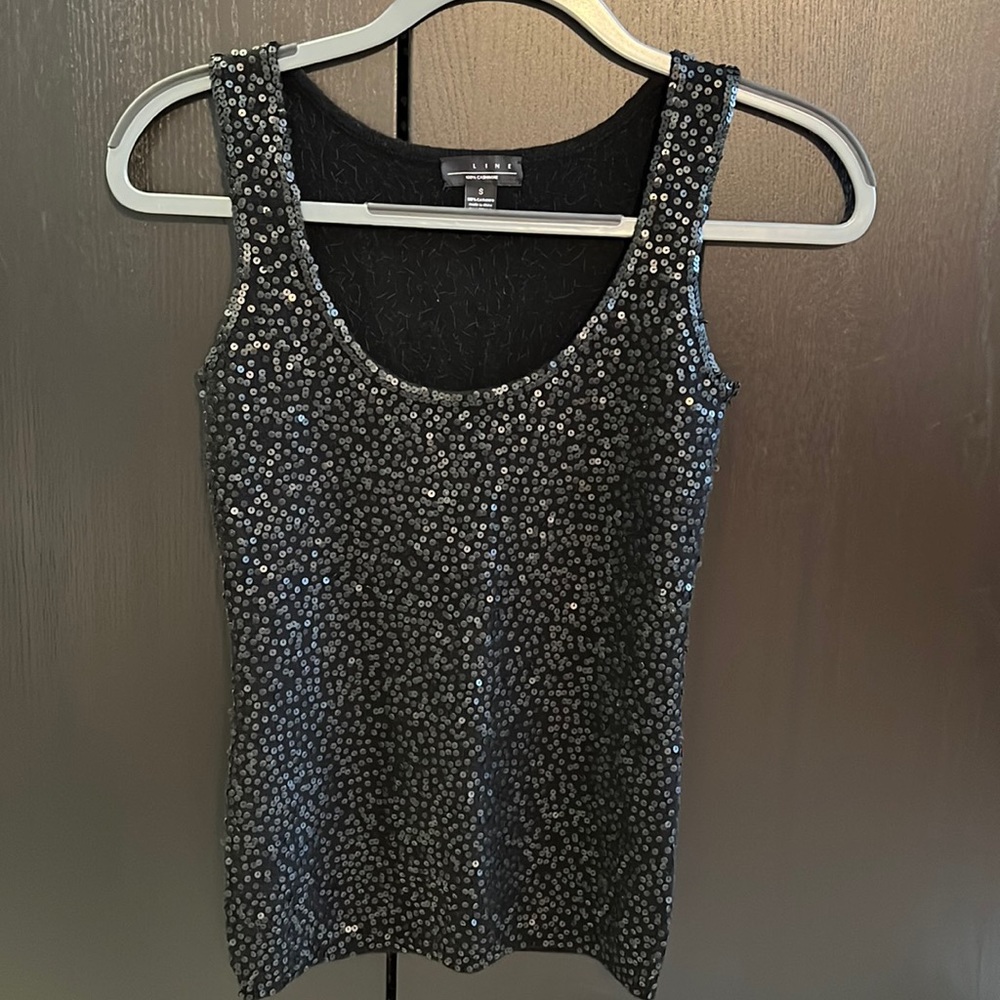 Ladies LINE 100% Cashmere and Sequined Tank Top